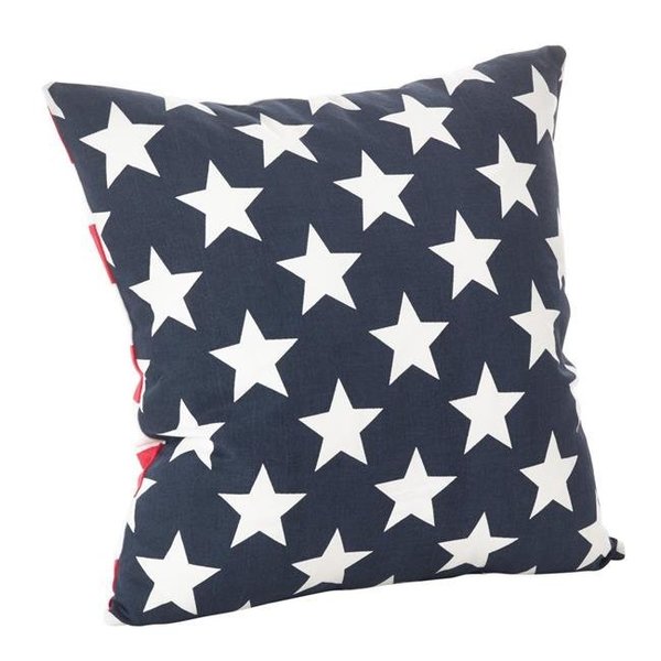Saro Lifestyle SARO 015P.NB20S 20 in. Star & Striped Design Down Filled Cotton Throw Pillow  Navy Blue 015P.NB20S
